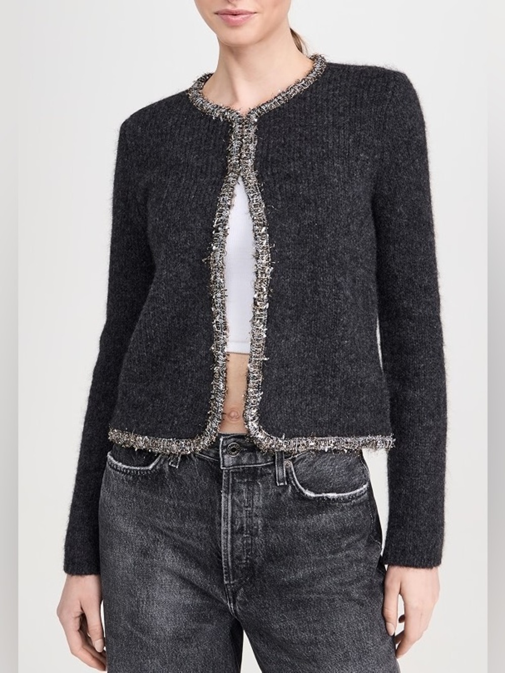 Rag & Bone Davies Wool Cardigan in Charcoal Size XS S M L